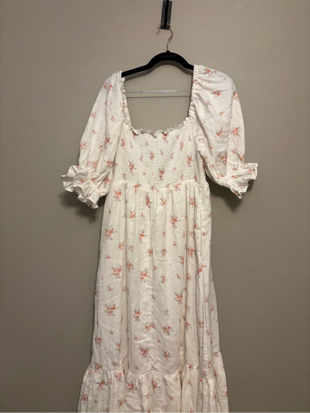 Livvy 100% Cotton Dress in Off White/Pink Floral (Fully Lined) -Bump Friendly L - Picture 10 of 11